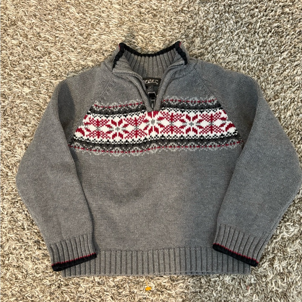 Grey Christmas/Winter Quarter Zip Sweater Toddler 4T FROST